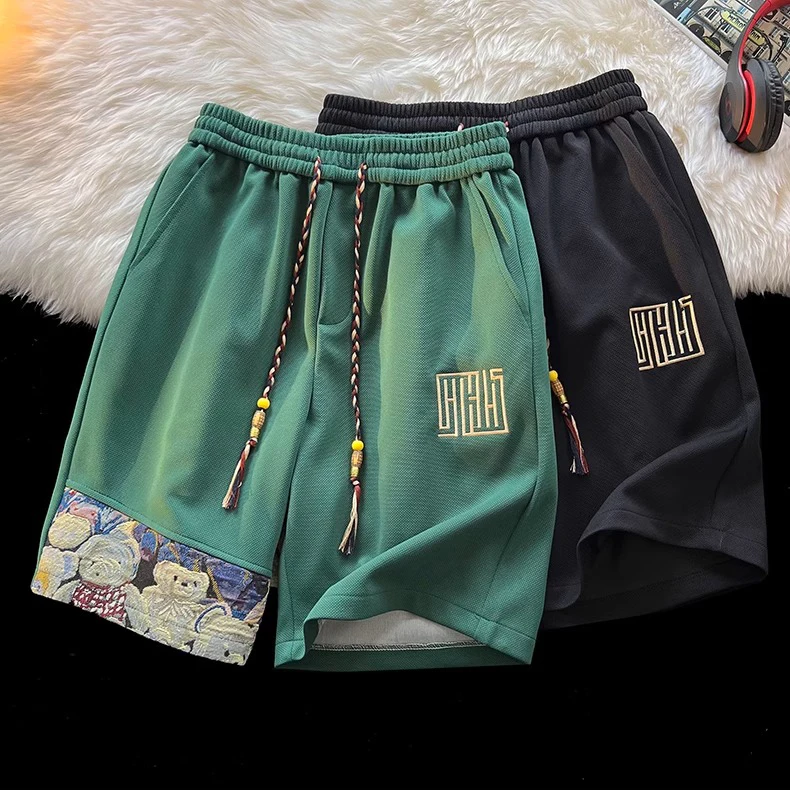 

Breathable Men's ort Pants Summer 2025 New Sle Casual Loose Fit Beach Five-Quarter Length Straight Leg Trousers for Youth