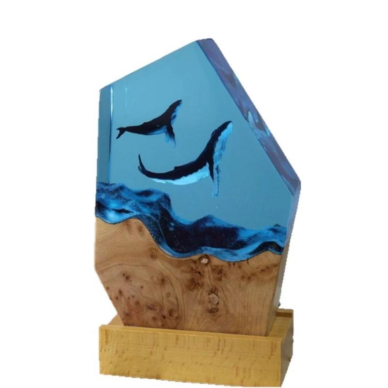 

Resin Ocean Ornament Diver Night Light Deep Sea Exploration Wood Light Decoration Gift