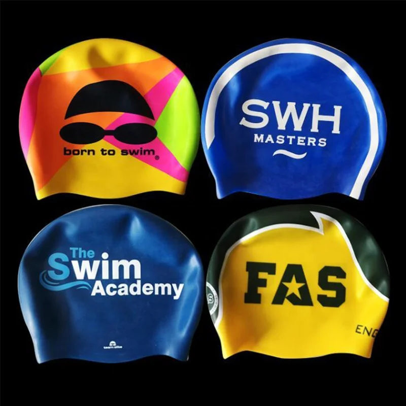 Private Label Manufacturers 100% Custom Logo Print Silicone Bath Swim Cap Silicone Multi-color Swimming Cap