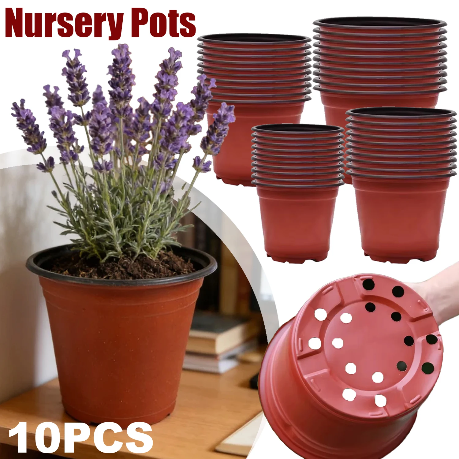 

10PCS Seeding Nursery Pot Seedling Cups Grow Box Planters Black Red Plants Nursery Pots Home Garden Potted Container Wholesale