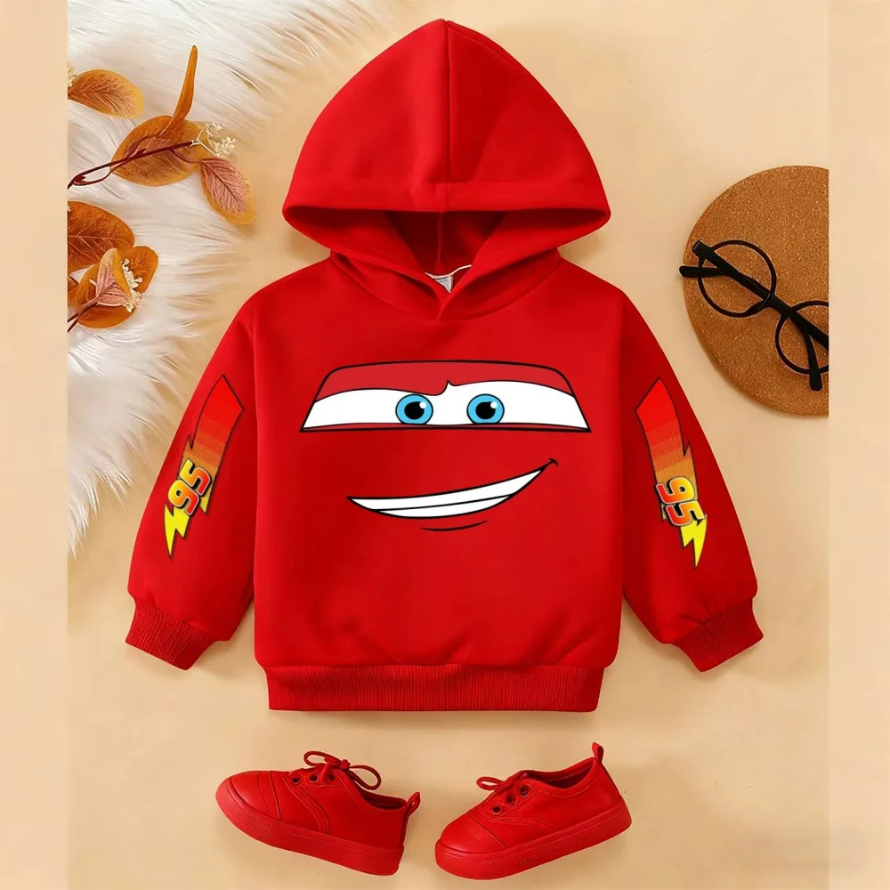 Girls and Boys Classic Anime Car Story Children's Spring and Autumn Fashion Hoodie, 3-14Y Boys and Girls Hoodie