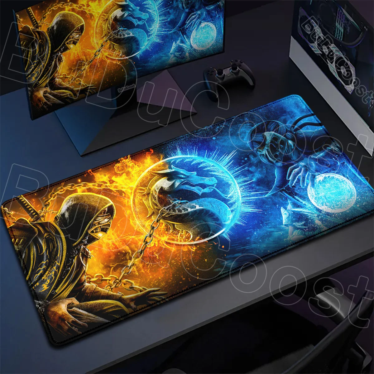 Computer Keyboard Carpet Locking Edge Rubber Mousepads 90x40cm Office Desk Rug Gaming Accessories Mortal Kombat 3D fighting Mats
