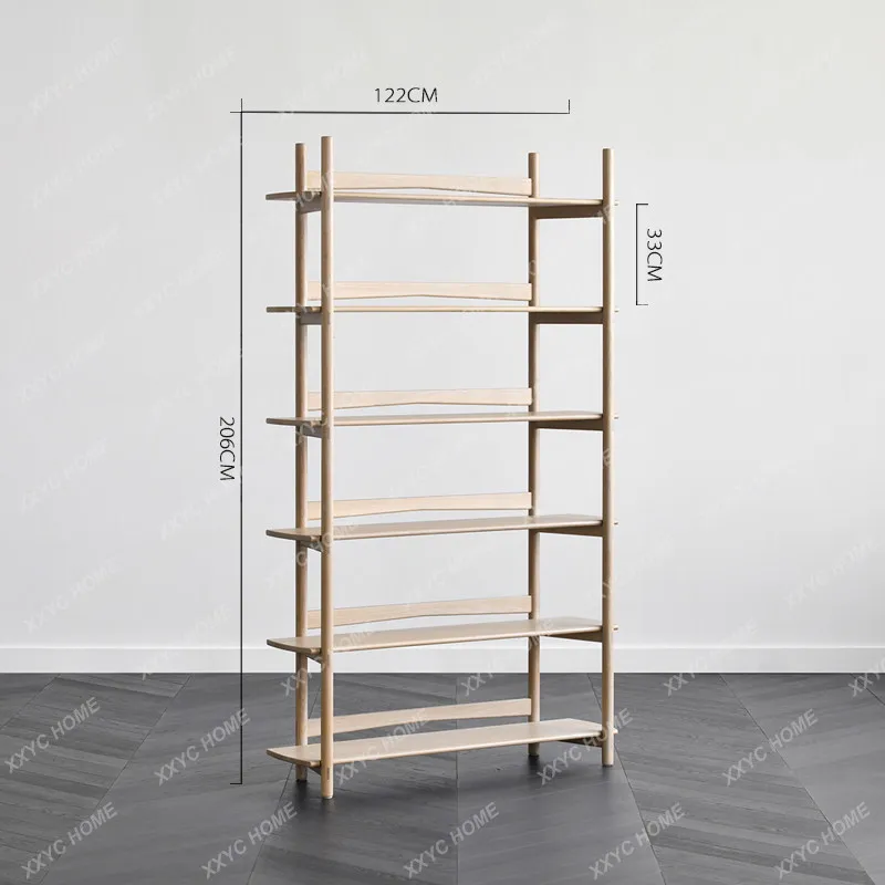 AA solid wood bookshelf floor-to-ceiling study ash wood bookcase high-end open shelf customization