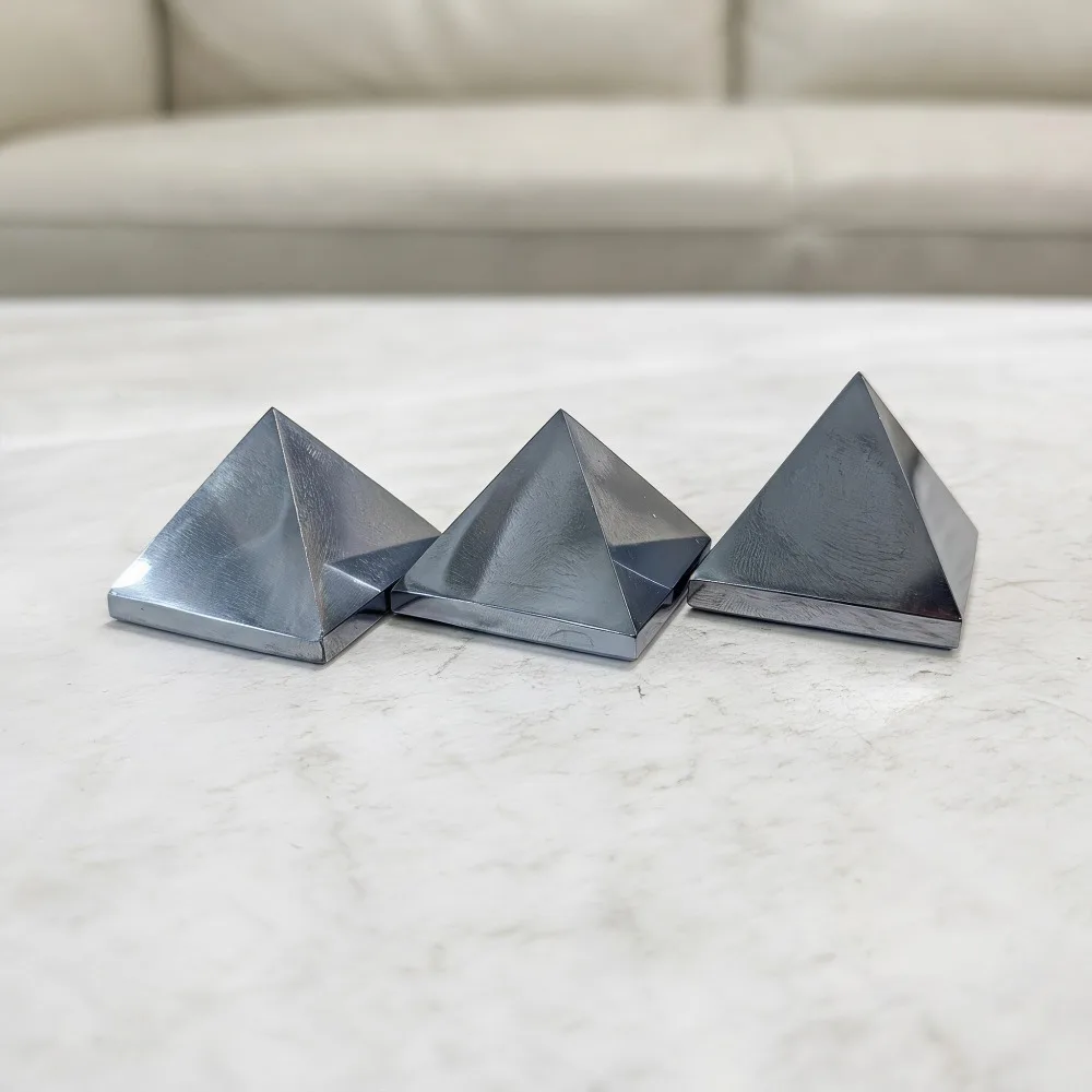 1pc Natural Terahertz Pyramid Quartz Stones Chakra Crystal Point Tower Home Decor Meditation Ore Minerals