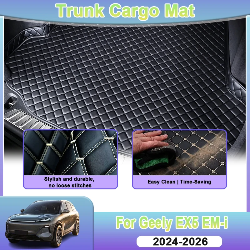 Car Rear Trunk Mat For Geely EX5 EM-i Accessories P145 2024 2025 2026 Auto Easy Clean Cargo Liner Anti-Slip Protection Interior