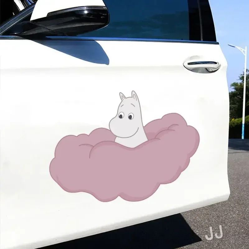 M-Moomins Cute Cartoon Waterproof Car Stickers Scratch Cover Decor Decals for Vehicle Doors Lovely Pattern Decorative Sticker