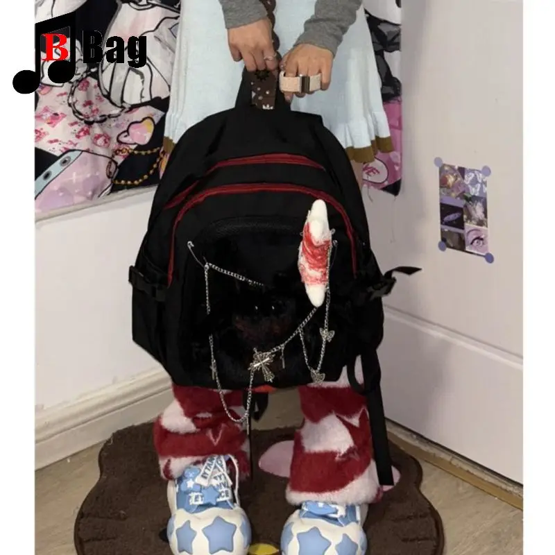 Gothic Lolita JK Harajuku Women\'s Girls Punk One Shoulder Handbag Y2K Large Capacity Spider Book Bags Versatile Backpack Tote
