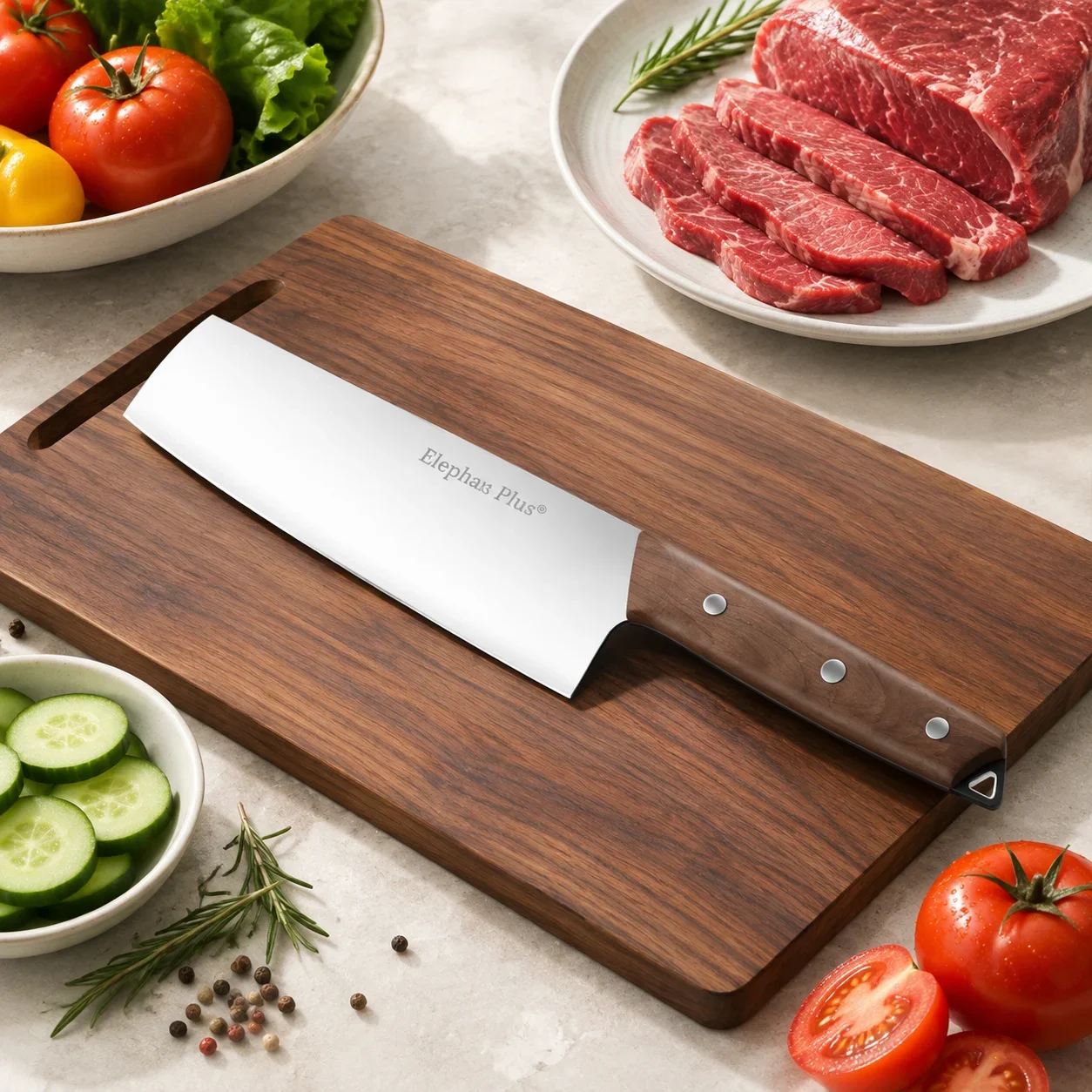New Professional Kitchen Knife High Carbon Steel Slicing&Bone Cleaver With Wood Handle|All-Purpose Utility Chef Knife