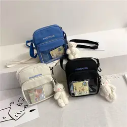 Japanese Women Lovely Cartoon Itabag Shoulder Bag Sweet Girl Student Cute Canvas Transparent Crossbody Bags Messenger Bag