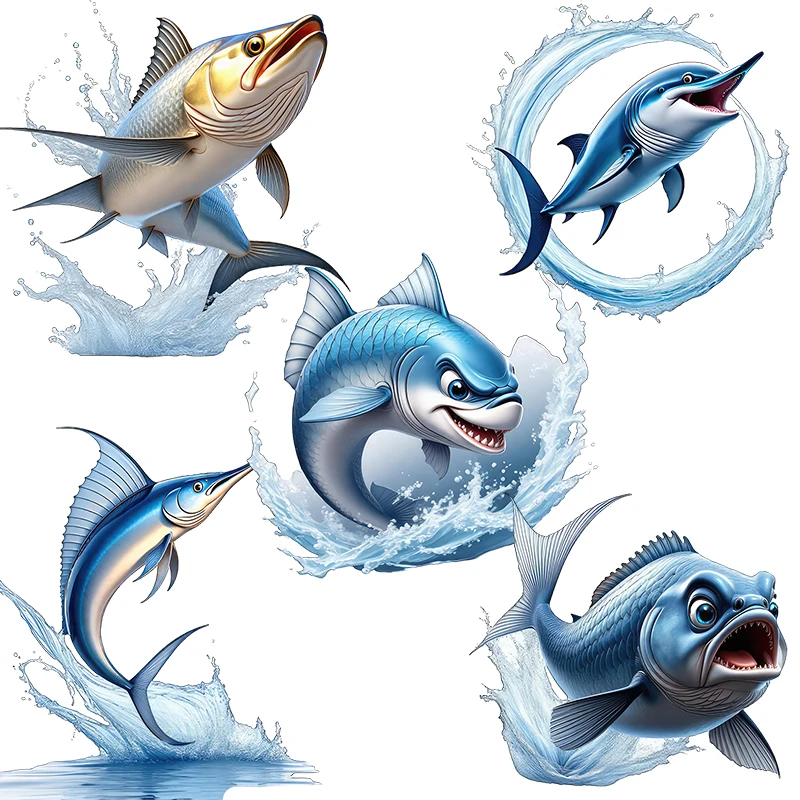 Three Ratels CG235 Fish leaping in the water Cartoon stickers for home decoration bathroom decals car body stickers