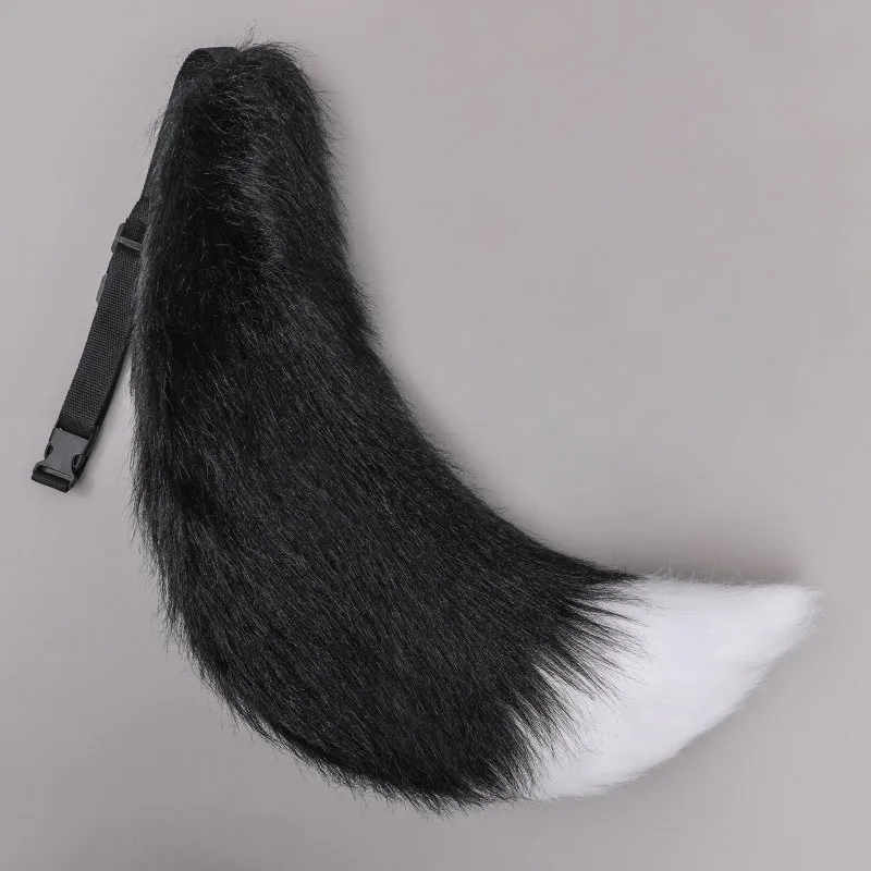 Ulepszony regulowany pasek Furry Tail Kawaii Wolf Dog Tail Akcesoria Cosplay Party 70cm Kostium Cosplay Rekwizyty Dziewczyna Ogon ze sztucznego futra