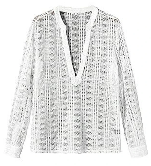 New men's fishnet transparent shirt long sleeve notch collar hollow see-through sexy shirt men's casual hollow V-neck t-shirt