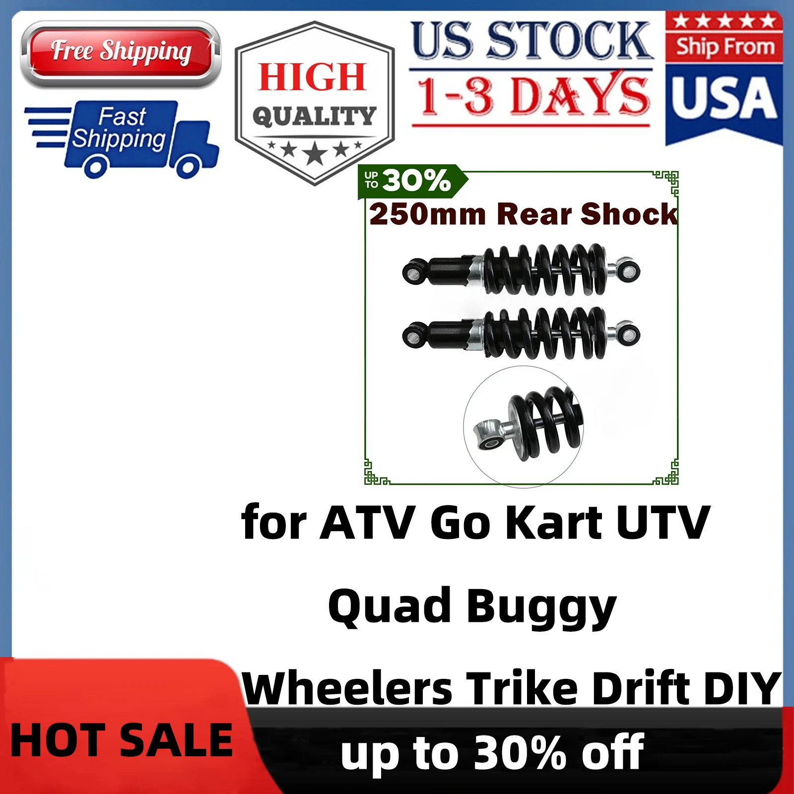 Improved 250mm Rear Shock Absorber Shocker 1000-1200lbs for Better Pit Dirt Bike & Motorcycle Suspension