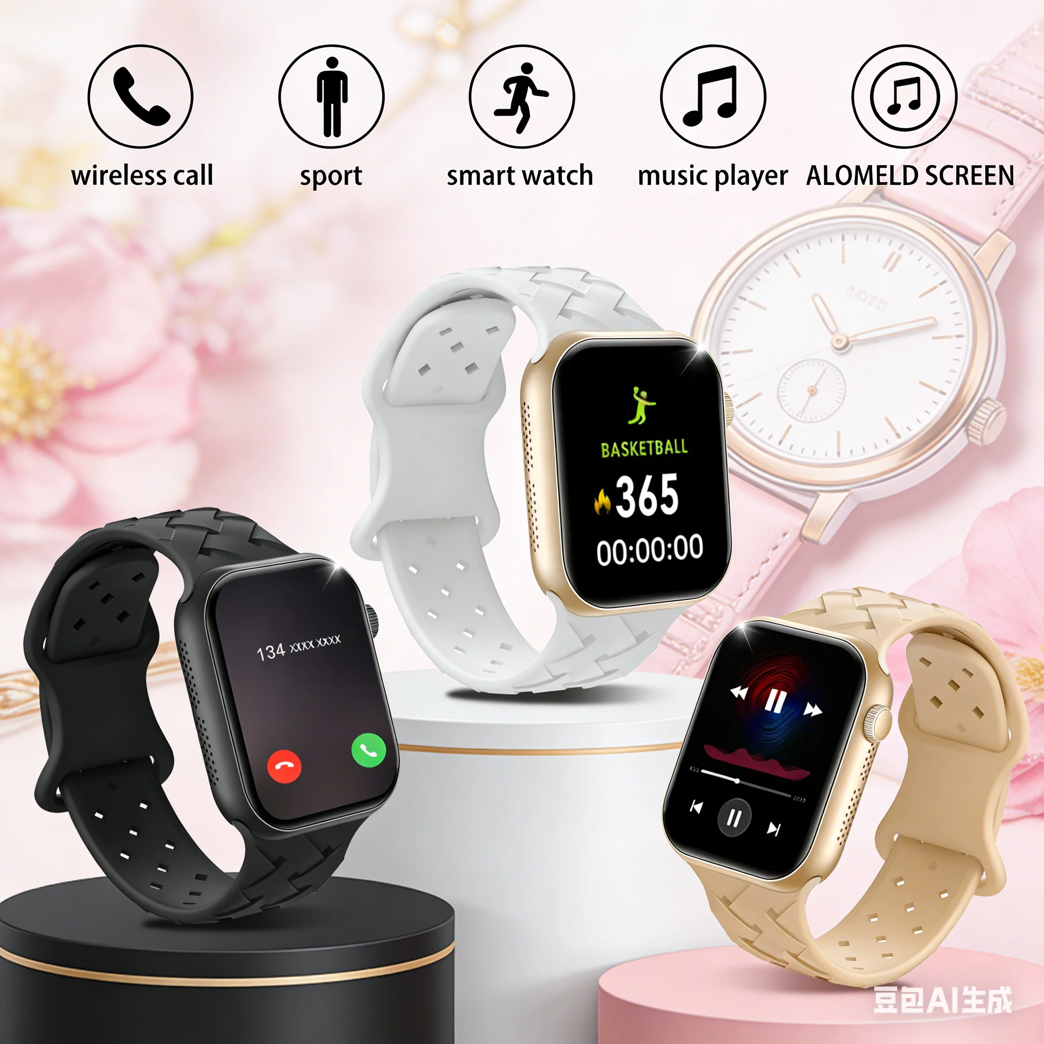 Smart Watch Bluetooth Call Message Display Fitness Monitoring Bracelet Christmas Gift Suitable for Android iPhone
