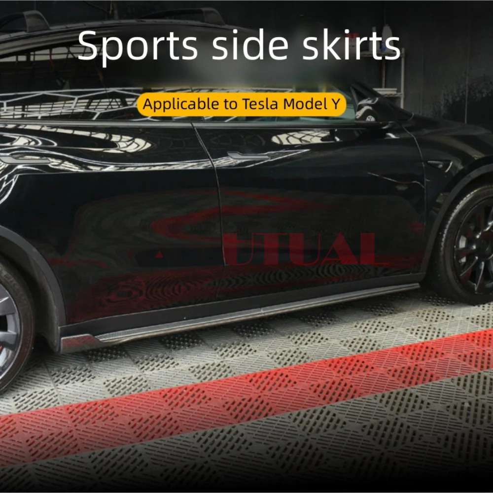 For Tesla Model 3 Y 2017-2024 Side Skirts Carbon Fiber Pattern Black Styling Sports Body Kits for Tesla Accessories