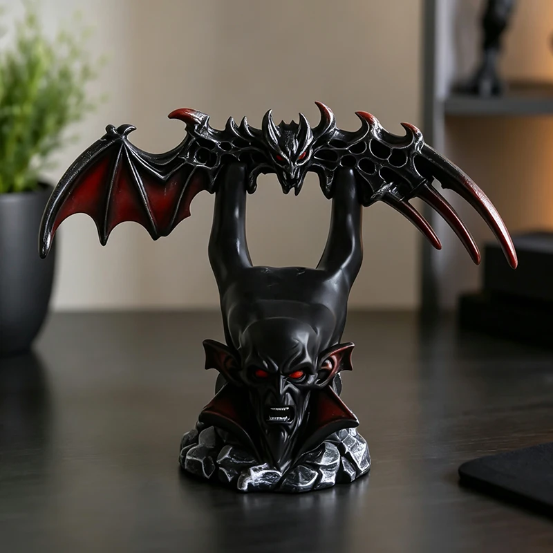 Dark Style Vampire Gamepad Bracket Resin Craft Controller Stand E-Sports Desktop Storage Gothic Gaming Room Decoration Supply
