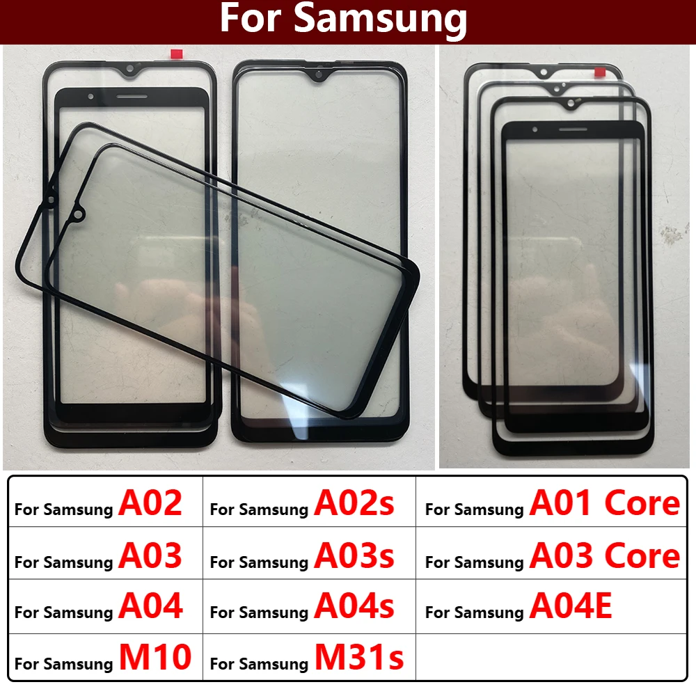 New GLASS OCA For Samsung A01 A02 A02s A03 A03s Core A04 A04s A04E M10 M31s LCD Front Touch Screen Lens Glass with OCA