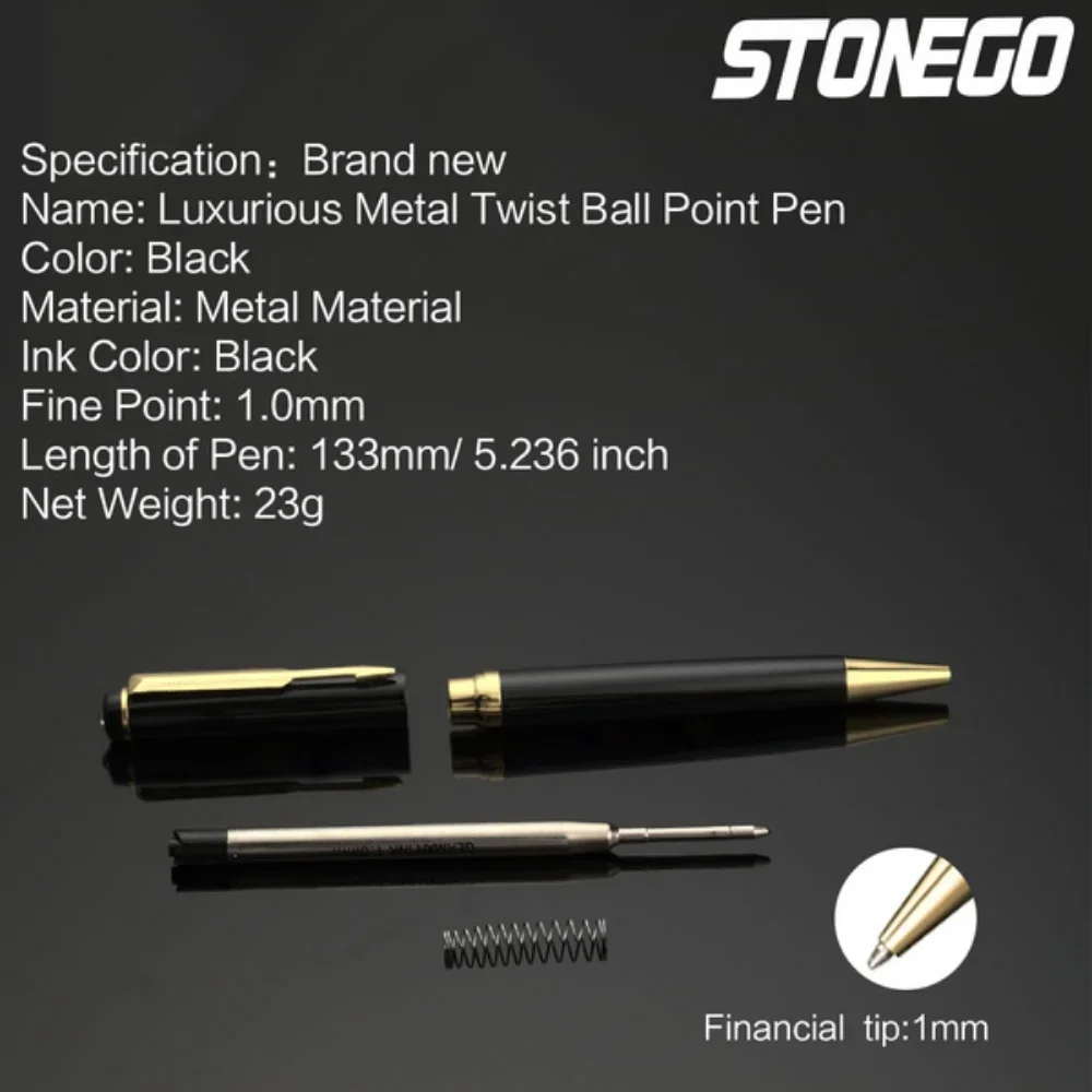 STONEGO Capless Metal Chrome Twist Ballpoint Pen , Elegant Signature Pen Gift Pens for Men Women