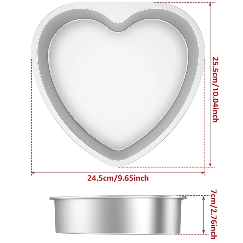 ABRE-2 шт. формы для торта в форме сердца, 10-дюймовые формы для выпечки торта из алюминиевого сплава, формы для выпечки торта, антипригарные слои сердечек