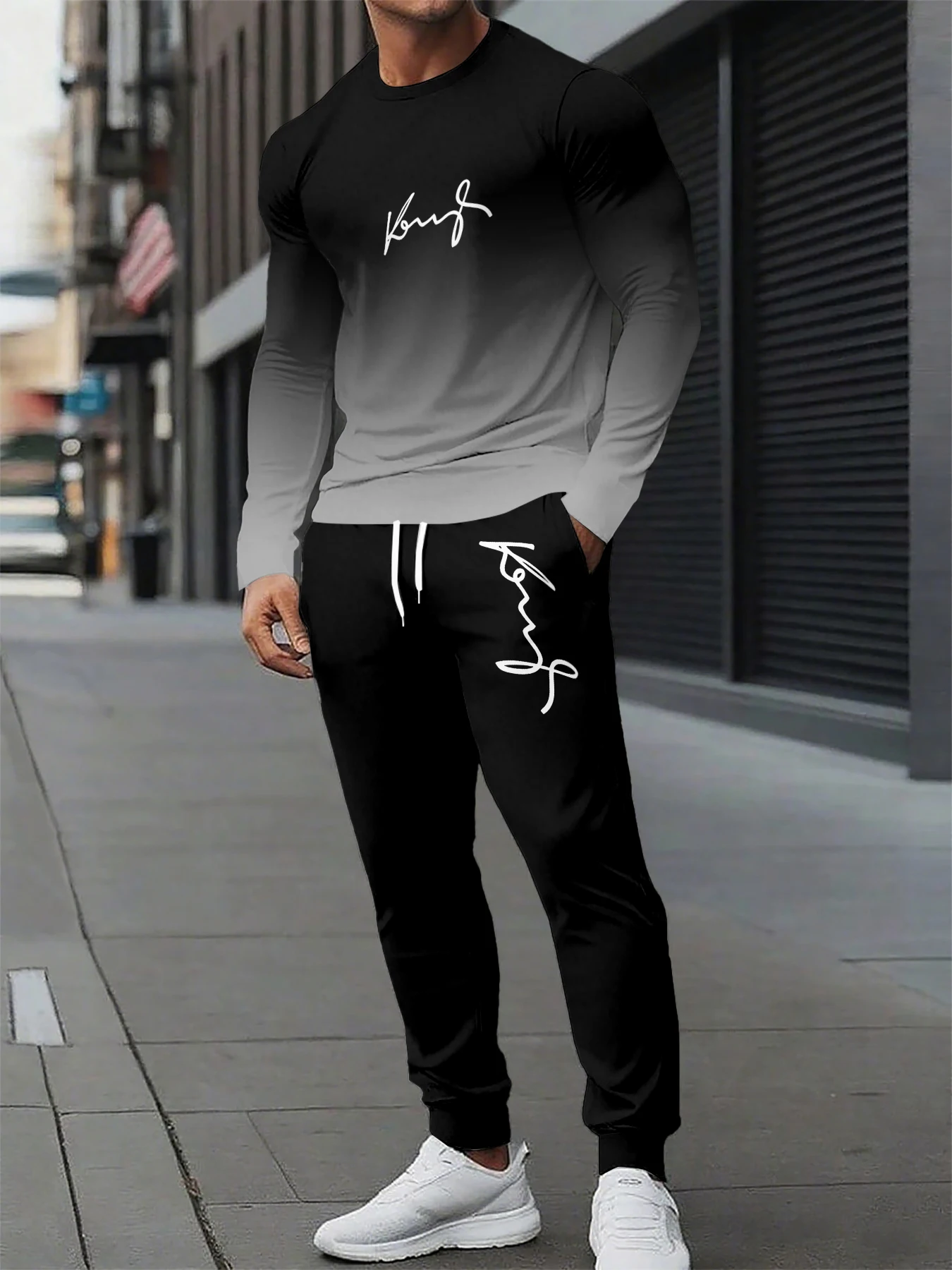 

Autumn Winter Two Piece Set for men Drawstring Women's Tracksuit tshirt Suit Quality Comfortable Casual Pullover Fashion Suits﻿﻿