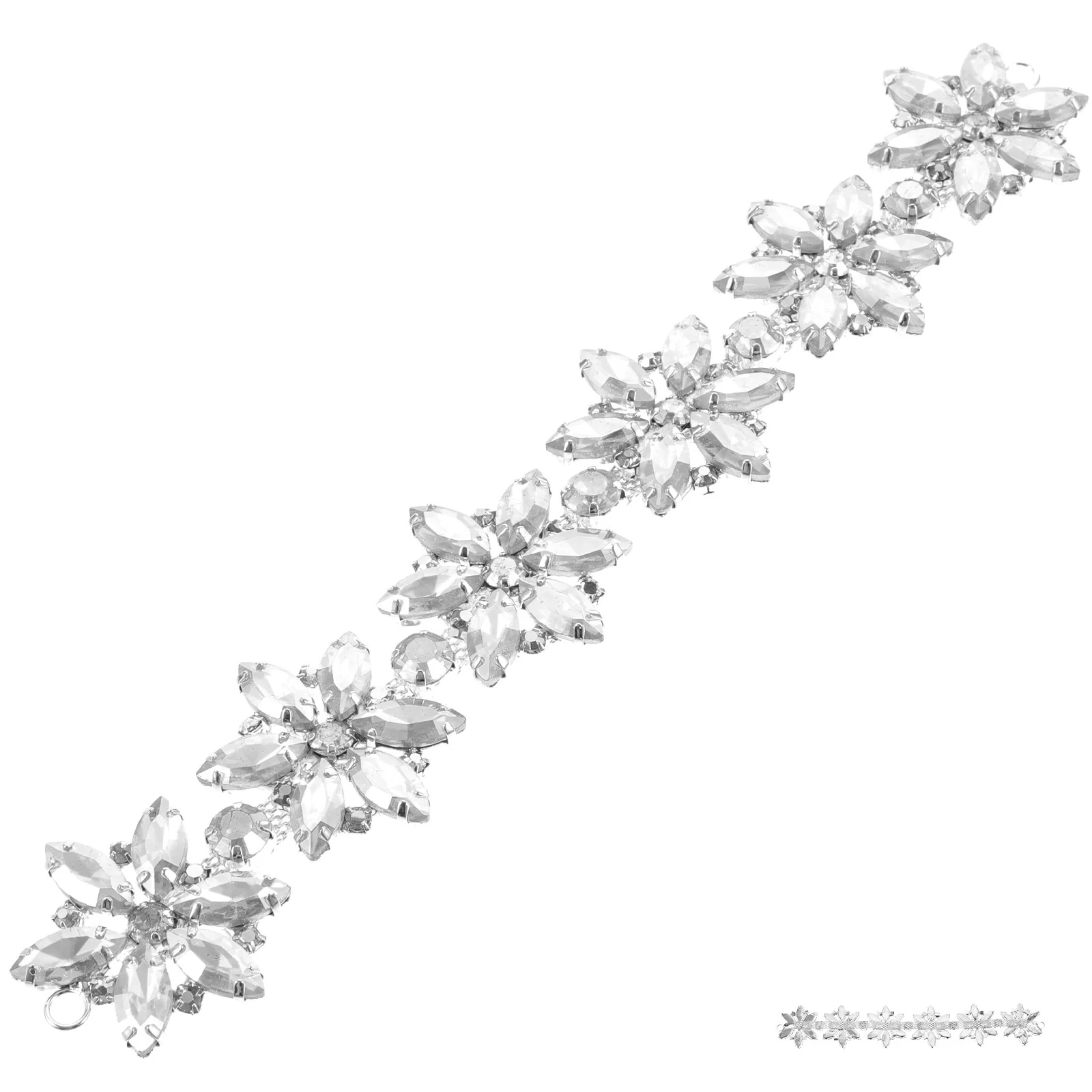 

Rhinestone Flower Chain Patches Glass Wedding Sash Belt Applique Bridal Clothes DIY Garment Decorative Elastic Band