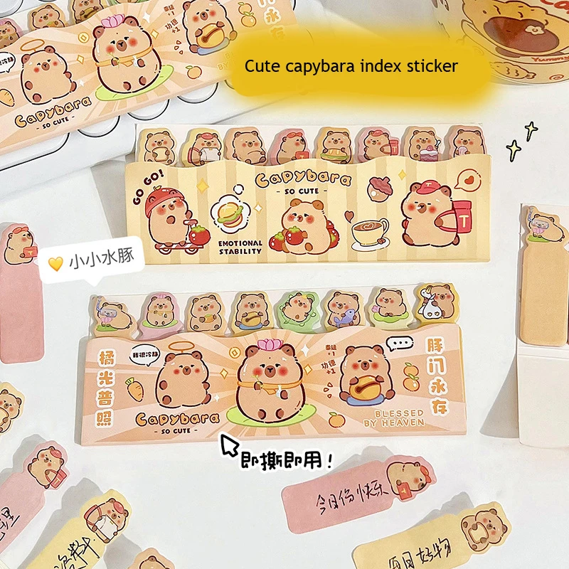 120pcs/pack Capybara Index Sticker Notepad Sticky Notes Office Accessories Korean Kawaii Stationery Cute Memo Pad Scratch Paper