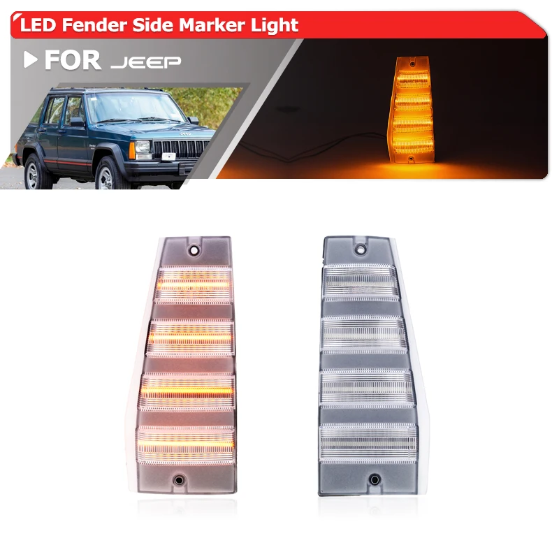 Fits For 1984-1996 Jeep Cherokee XJ 1984-1990 Wagoneer 1986-1992 Comanche LED Fender Side Marker Lights Car Corner Parking Lamp