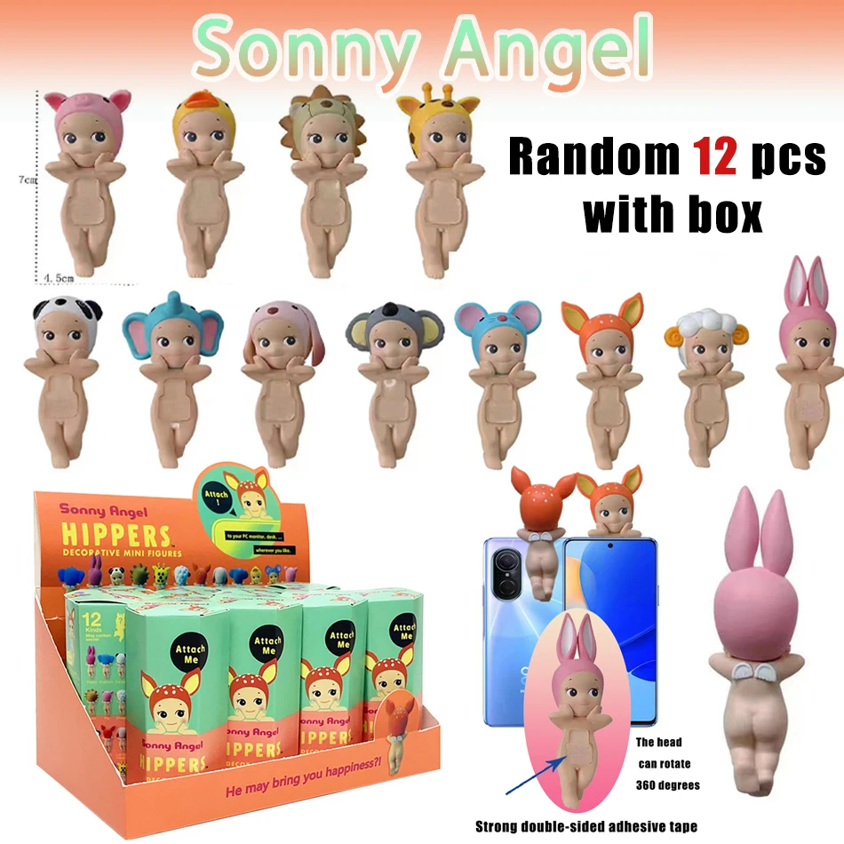 1-12pcs Sonny Angel Hippers Mystery Box Lying Down Angel Series Anime Figures Toys Cute Cartoon Surprise Box Guess Box