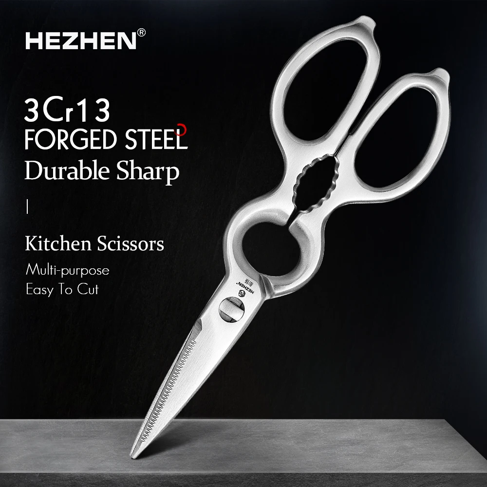 HEZHEN Kitchen Scissors Walnut Shears 3Cr13 Forged Steel Multifunctional Stainless Steels Gift Box