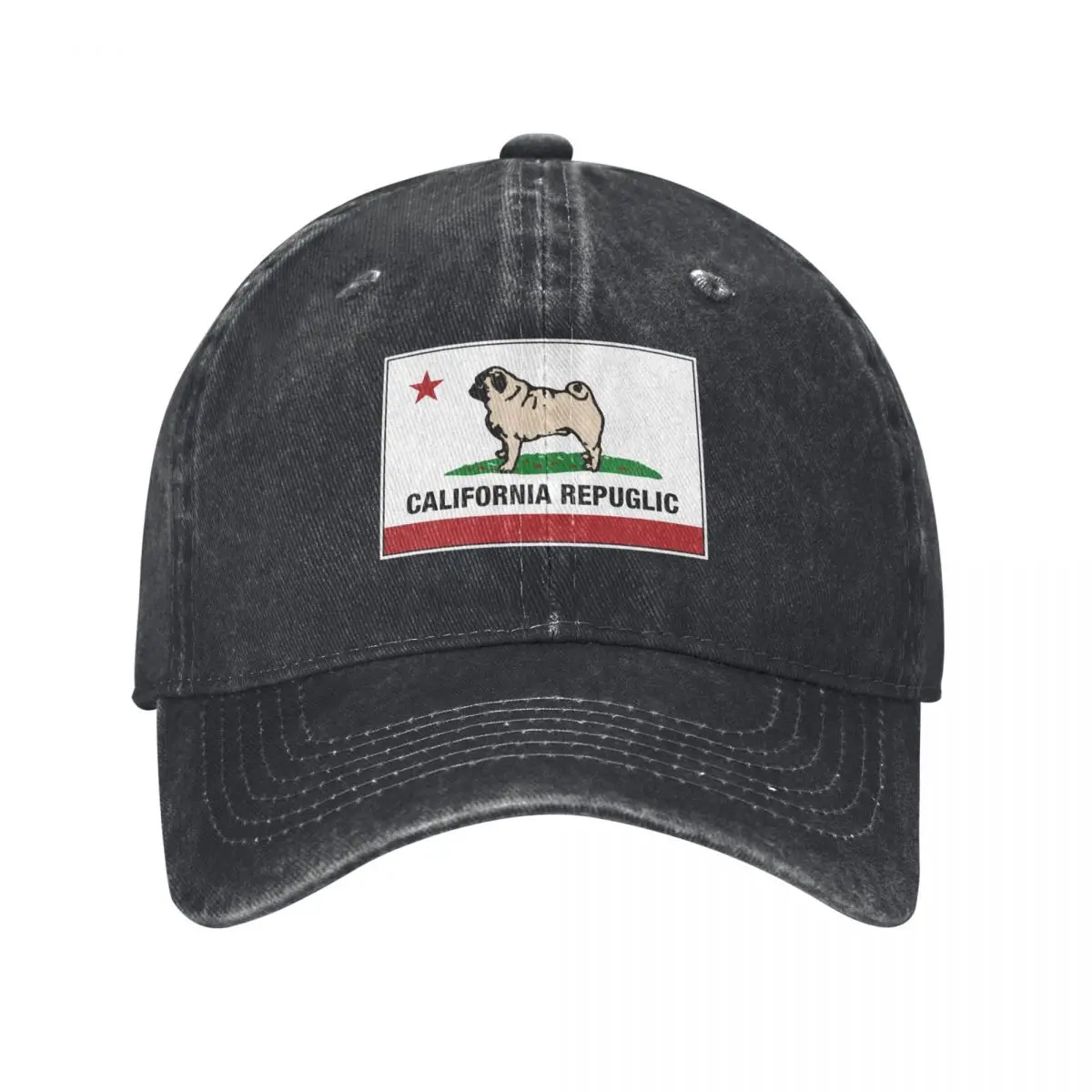 California Repuglic featuring Ube the Pug Baseball Cap Designer Hat Sunhat Cosplay Dropshipping Man Women's