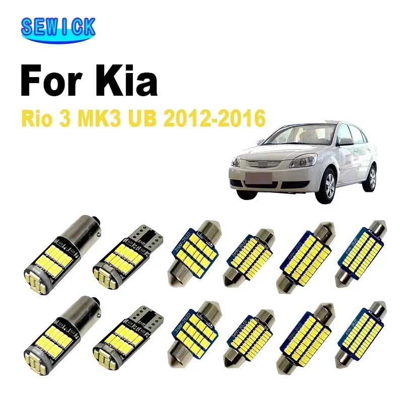 12Pcs Canbus Interior Map Trunk Dome Accessories LED Light Kit For Kia Rio 3 MK3 UB 2012 2013 2014 2015 2016 Sun Visor Lamp