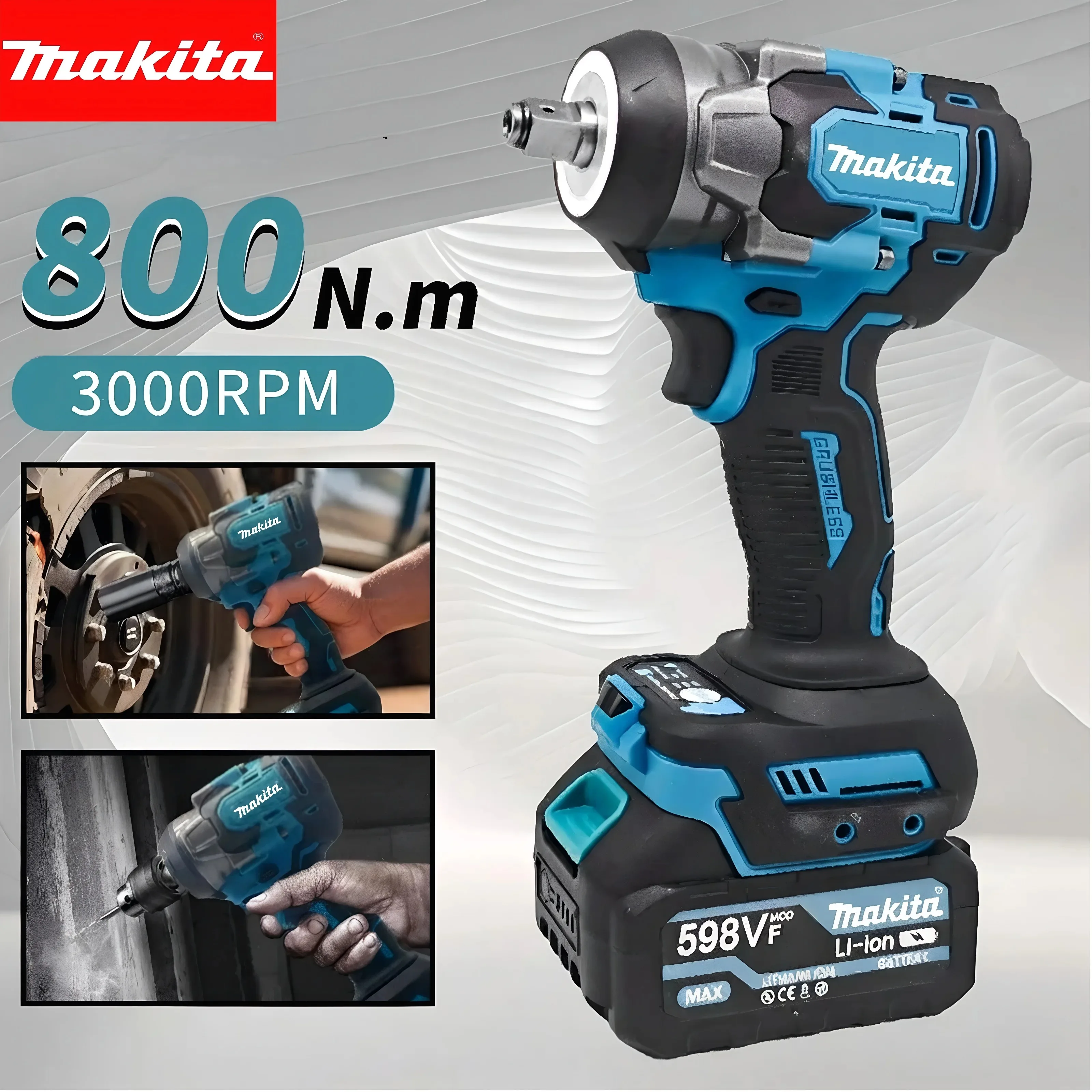 Makita 18V Brushless Cordless Impact Wrench 800N·m 1/2 Inch Drive High Torque for Large Vehicle and Equipment Maintenance