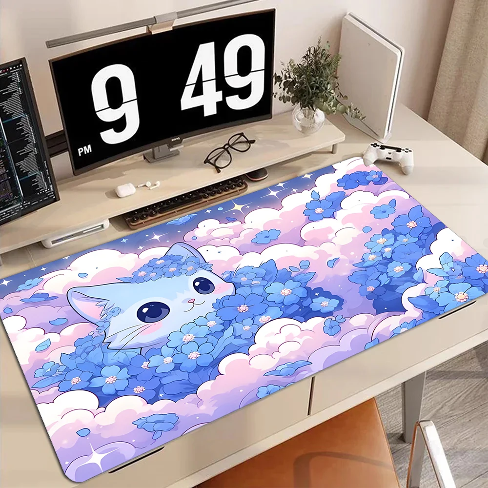 Cloud Cat Large Mousepad Desk Mat For Office And Gaming HD Print Keyboard Pads And Mouse Pad With Surface Rubber Mausepads