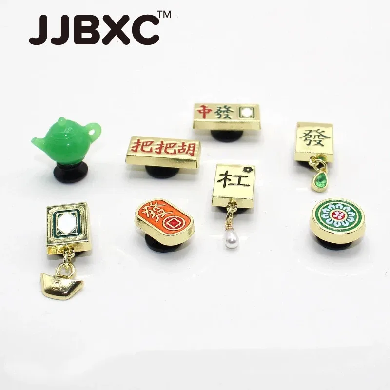 JJBXC Charm Metal Shoe Buckle - Red Mid-Bar Pattern