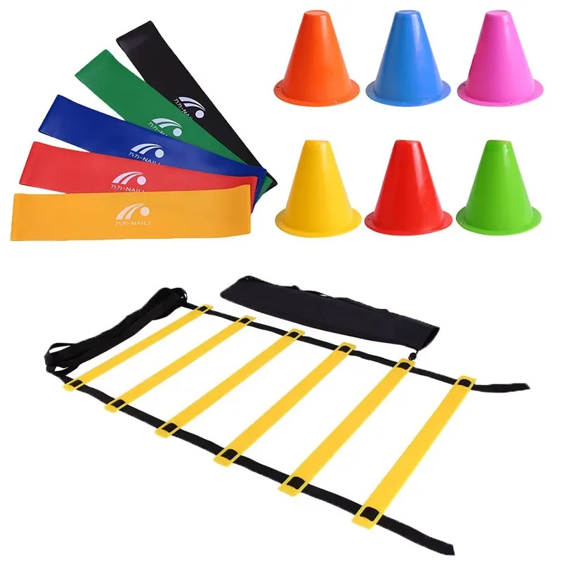 

Football Speed Agility Ladder Soccer Training Sign Dish Cones Marker Disc Bucket Tension Belt Fitness Rubber Resistance Band Set