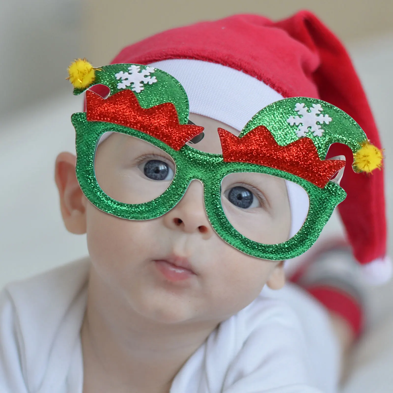 

1Set Christmas Hat Party Prop Premium Material Xmas Headband Glasses Frames Festival Accessory for Adults Party Decoration
