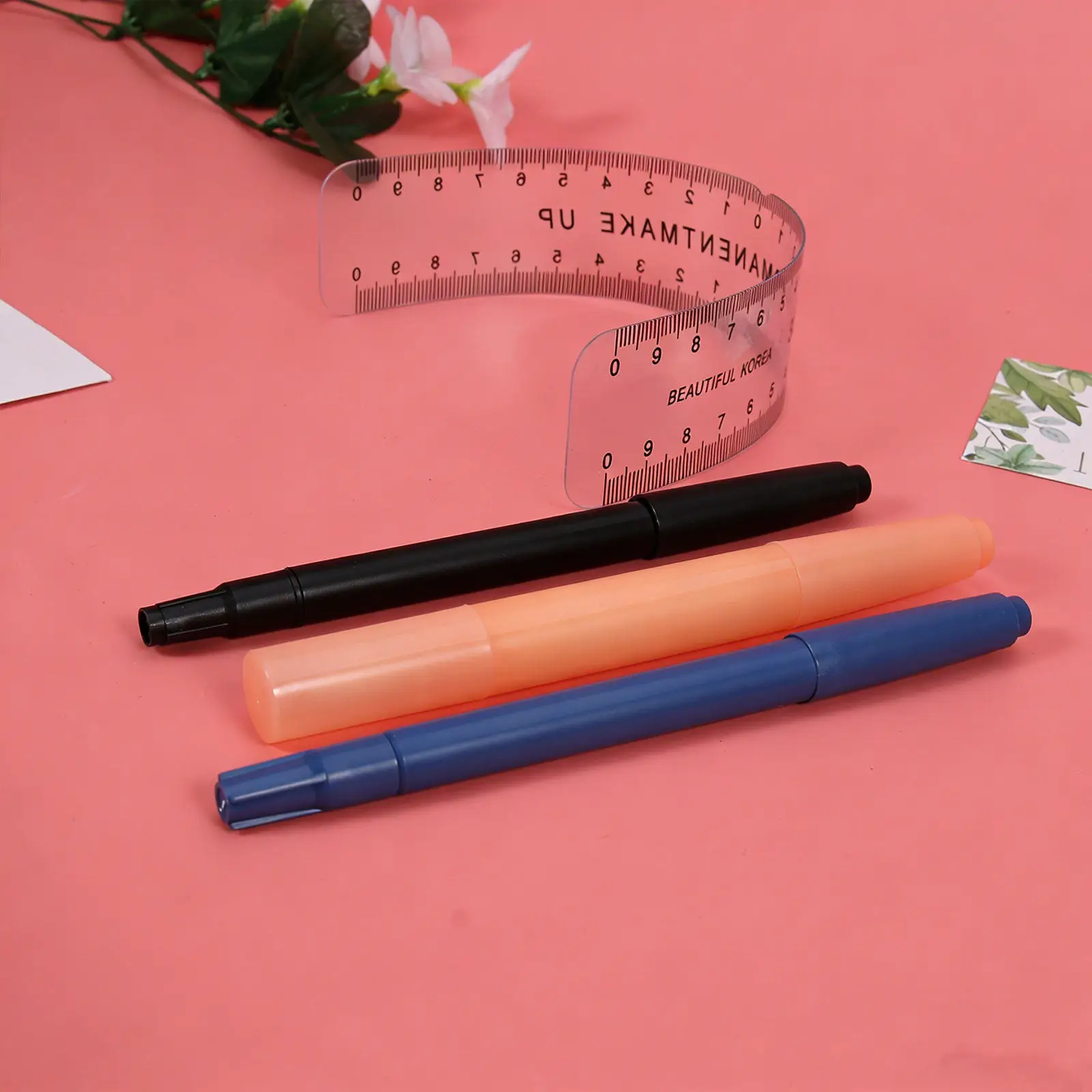 

Eyebrow Microblading Kit Metal Ruler Template Waterproof Eyebrow Pen Disposable Brow Stencil For Beginners