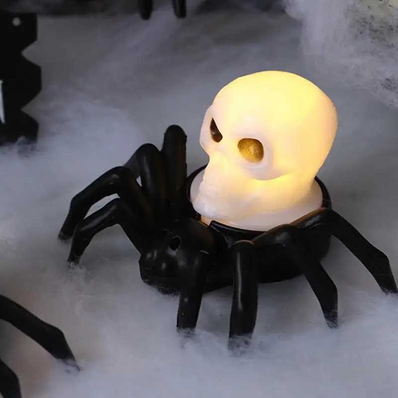 Halloween Decorations LED Candle Light Plastic Spider Skull Lamp for Home Bar Haunted House Halloween Party Decor Horror Props