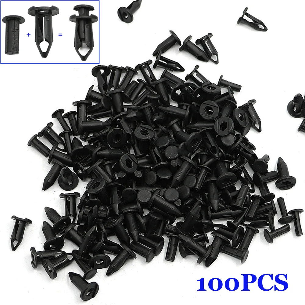 

100pcs Car Plastic Fender Rivets Nylon Bumper Fenders Trim Panel Retainer Auto Fastener Clip Mud Flaps Push Cover Accessory