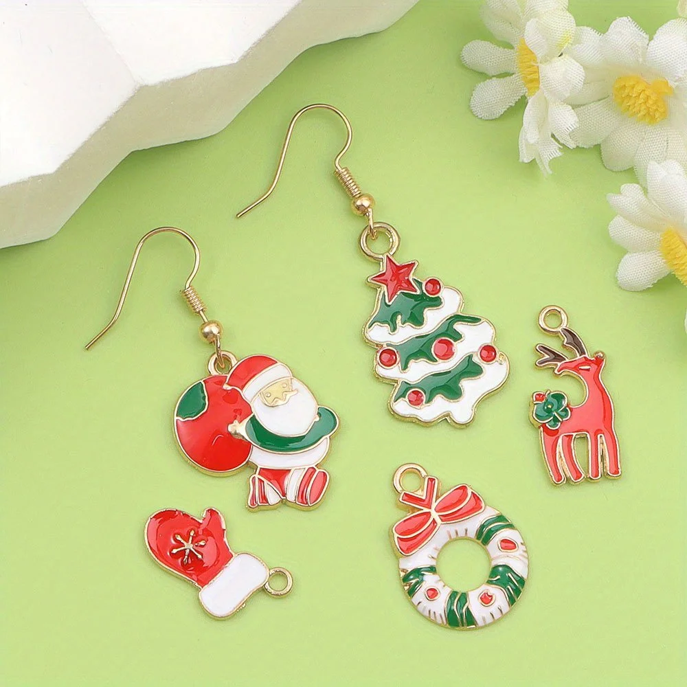 4/8/16pcsMulti-color Zinc Alloy Christmas Themed Pendants,DIY Bracelets,Necklaces Earrings Christmas Gift Decorative Accessories image 3