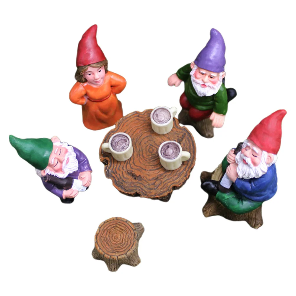6 шт. мини-фигурки гномов, садовые статуи гномов, сказочный садовый декор из смолы для наружного и внутреннего пейзажного орнамента, набор