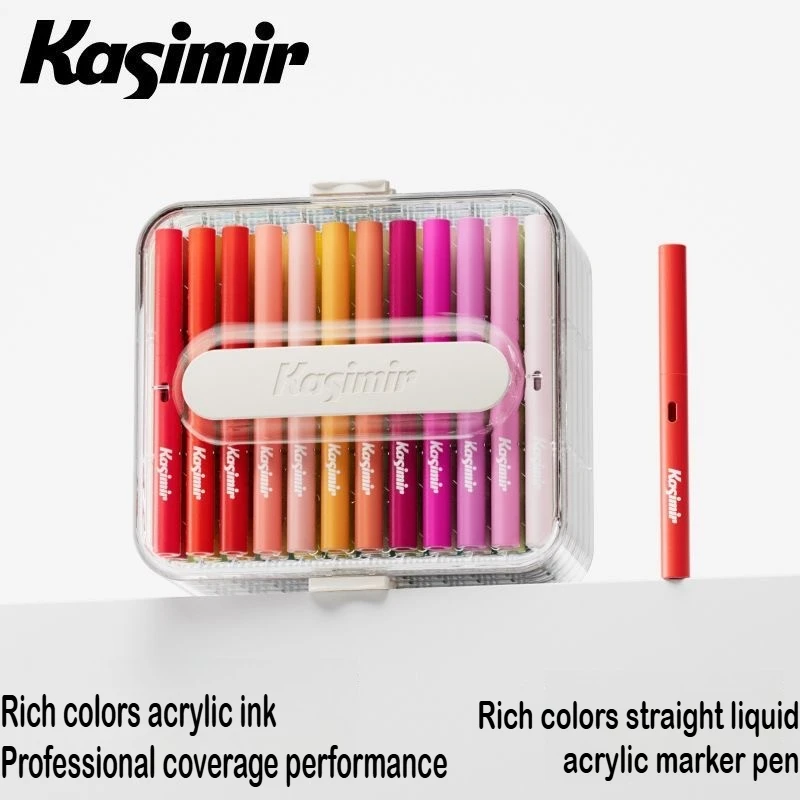 KASIMIR 84/24 Colors Vibrant Direct Liquid Soft Tip Acrylic Marker Pens Non Bleeding Art School Office Supplies Stationery