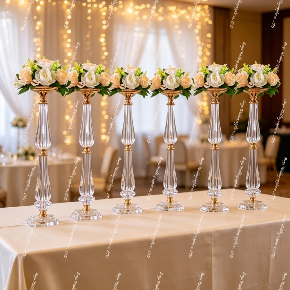 10pcs)50cm-100cm) Acrylic Vase Stand  Rectangular bottom Flower Display Holder for Wedding Table Centerpiece Party Aisle Decorat