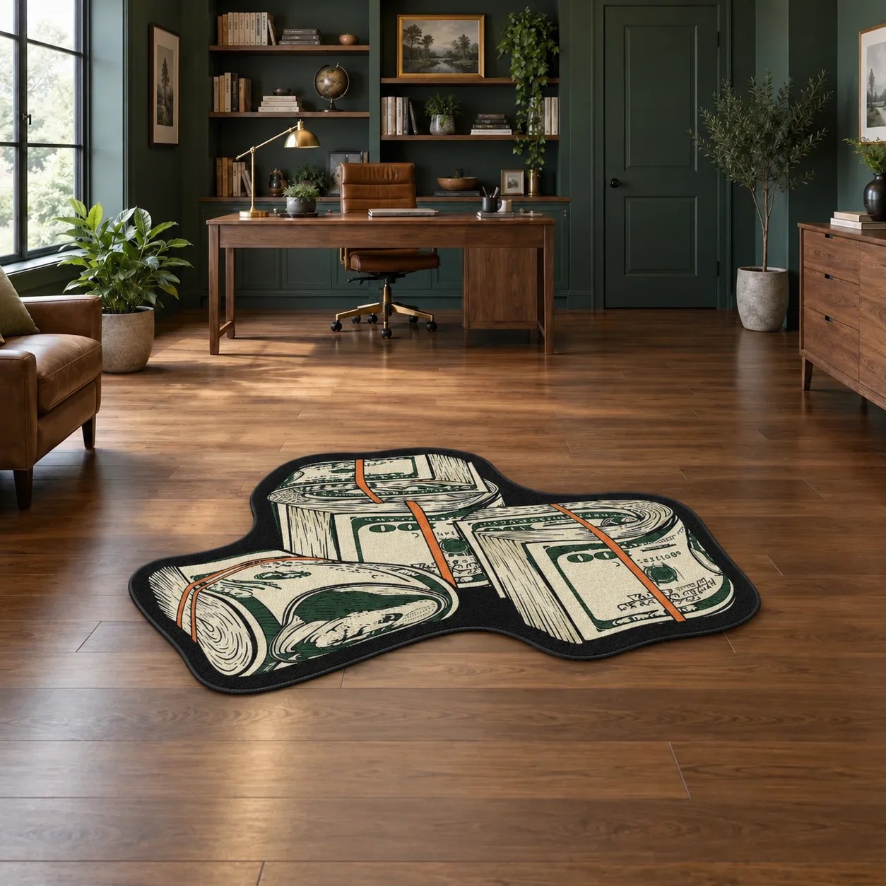 Money Bundle Shaped Floor Mat, Cash Stack Flannel Area Rug For Bedroom Living Room Entryway Office, Novelty Home Decor Gift