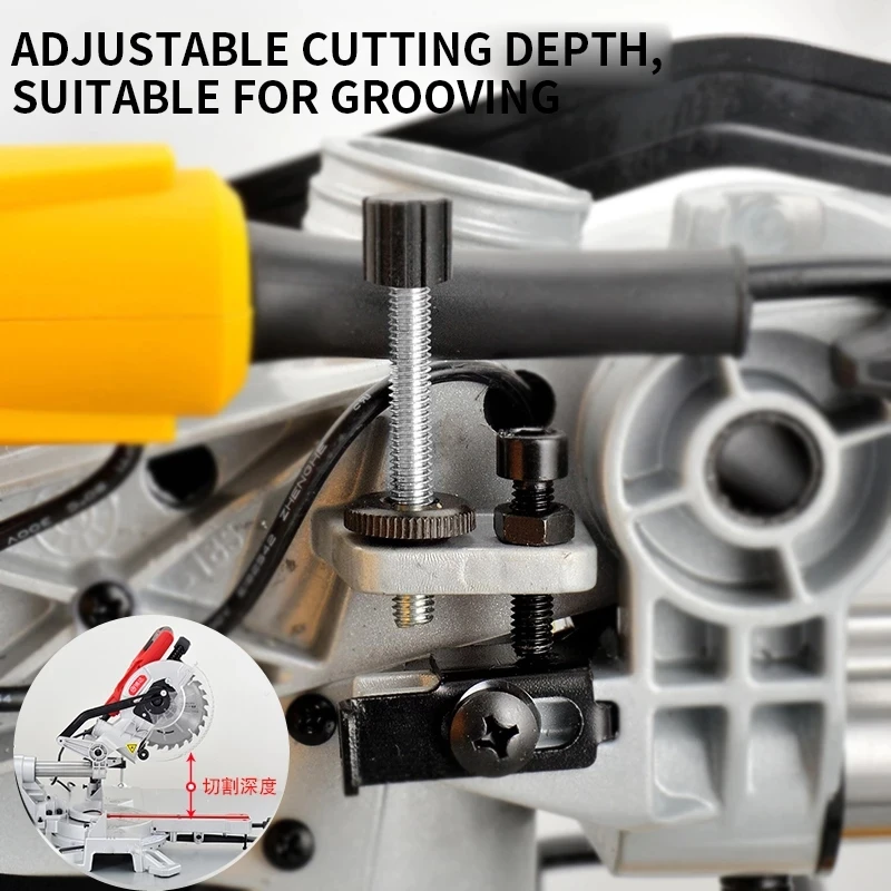 Upgraded 7-Inch Miter Saw with Extended Guide Rail for Precise 45° Cuts, Multi-Function Wood & Aluminum Cutting Machine