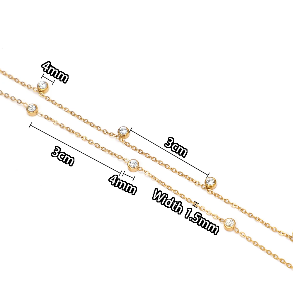 1 Meter Edelstahl-Zirkonia-Flachketten für DIY Damen Elegante Halskette Schmuckherstellung Armband Ohrringe Zubehör Körperkette – Detail 3