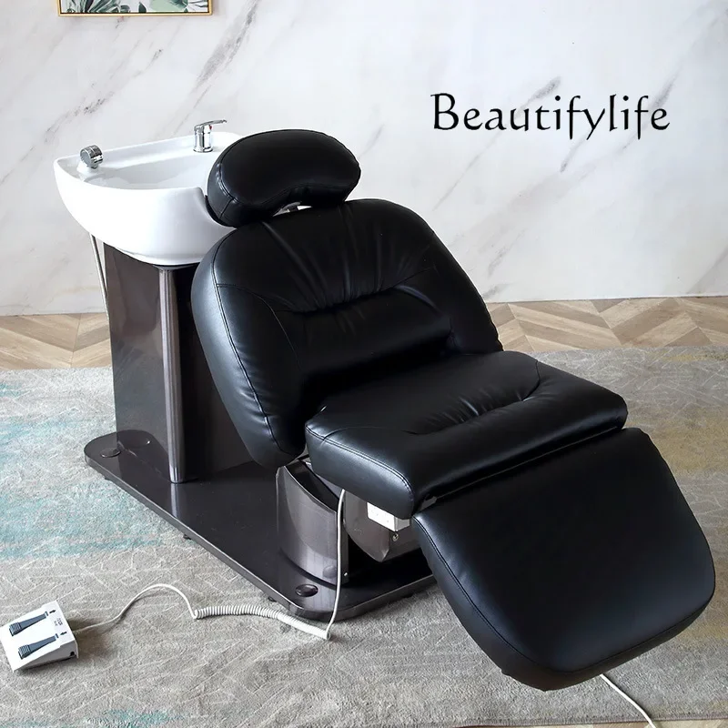 Simple Barber Shop Automatic Electric Massage Shampoo Bed Beauty Salon Japanese High-End