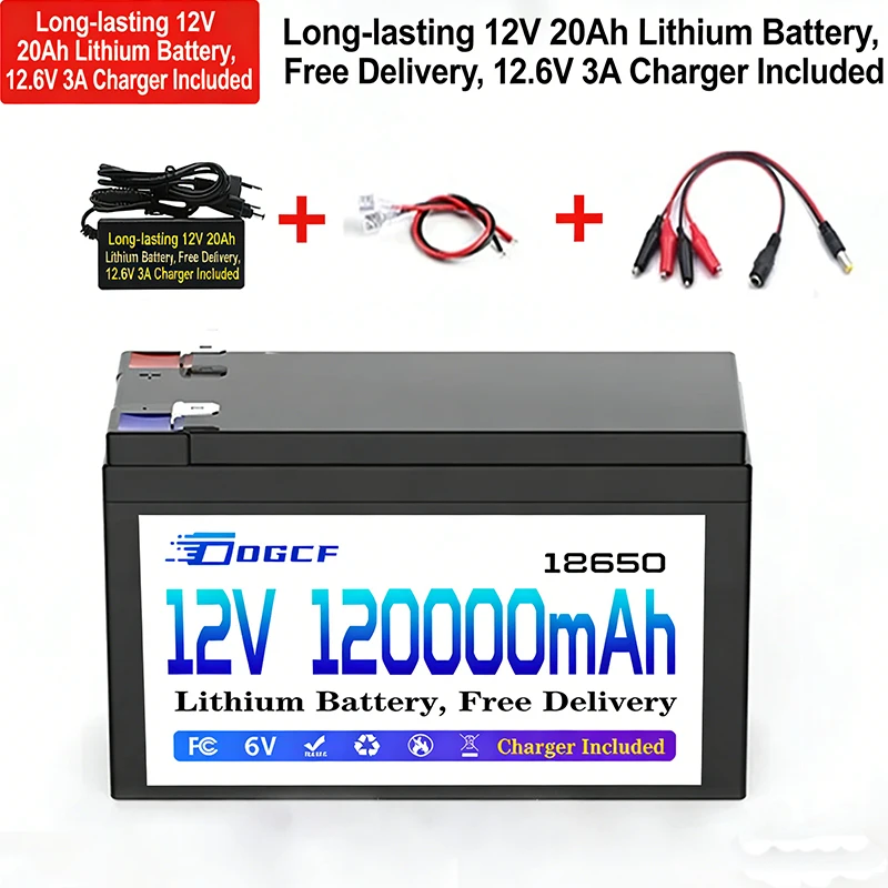 

12V 100Ah Li-Ion 18650 Battery Electric Vehicle Lithium Battery Pack 12V 60Ah 80Ah Built-in BMS 30A High Current