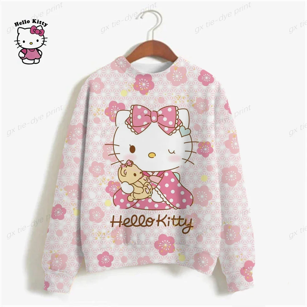 Vintage HELLO KITTY Print Crewneck Pullovers Harajuku Hoodie Women Fall Sweatshirt kawaii HELLO KITTY Sweatshirts