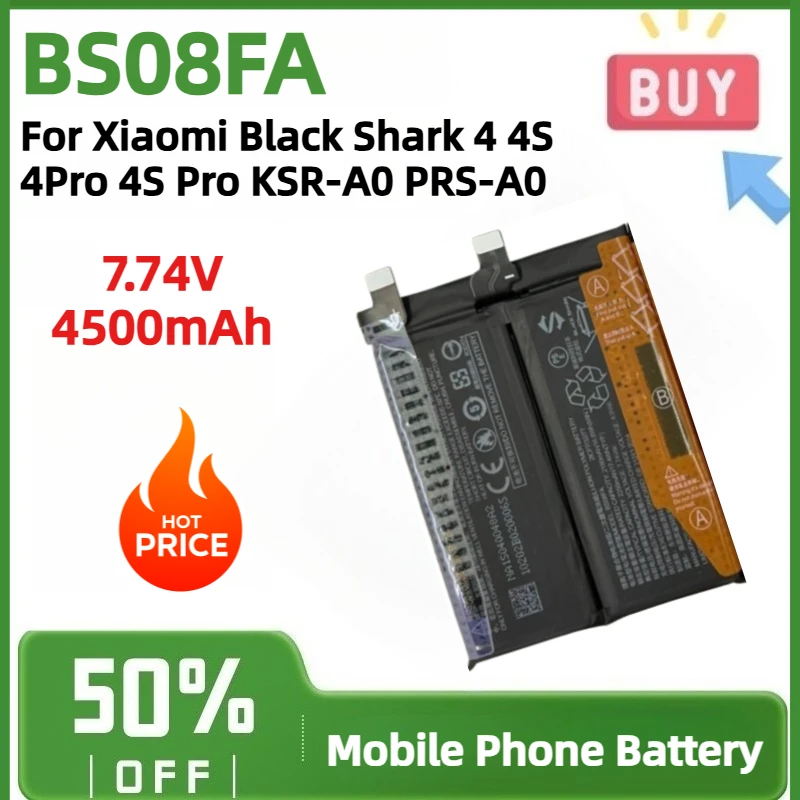 High Capacity BS08FA Li-Polymer Battery 7.74V 4500mAh for Xiaomi Black Shark 4 4S 4Pro 4S Pro KSR-A0 PRS-A0 Mobile Phone
